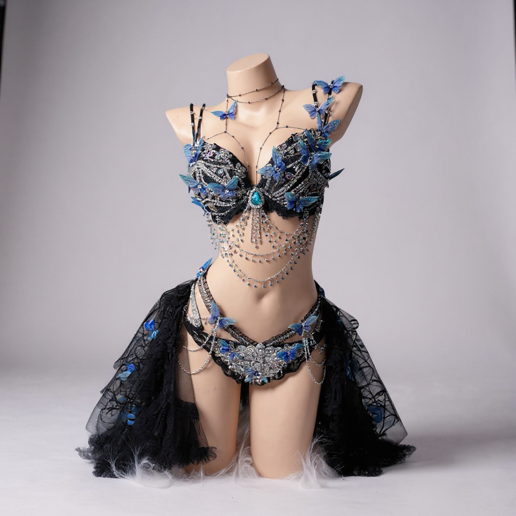 Blue & Black Butterfly Rave Set - Midnight Morpho