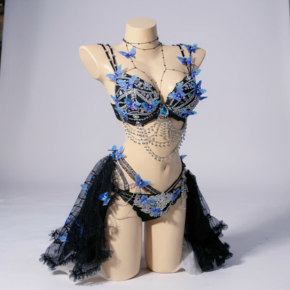 Blue & Black Butterfly Rave Set - Midnight Morpho