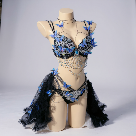Blue & Black Butterfly Rave Set - Midnight Morpho