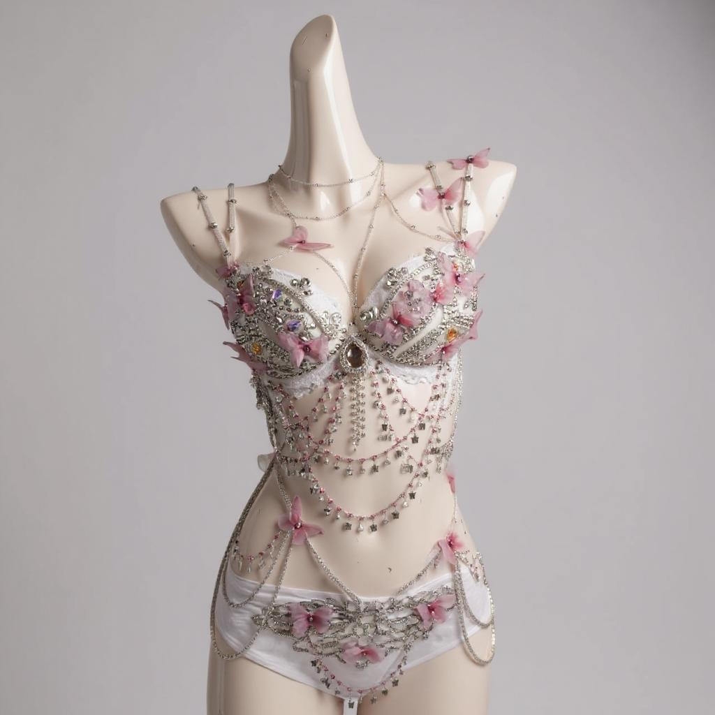 Pink & White Butterfly Rave Set - Blossom Flutter