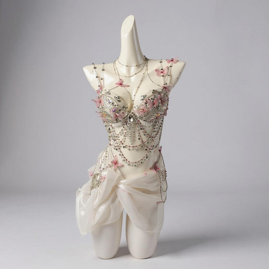 Pink & White Butterfly Rave Set - Blossom Flutter
