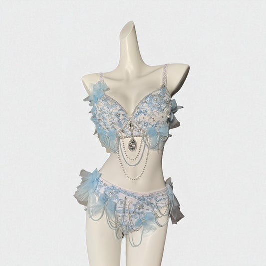 Blue Daisy Delight 2 Piece Rave Set