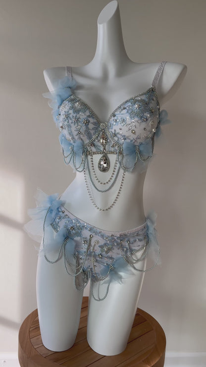 Blue Daisy Delight 2 Piece Rave Set